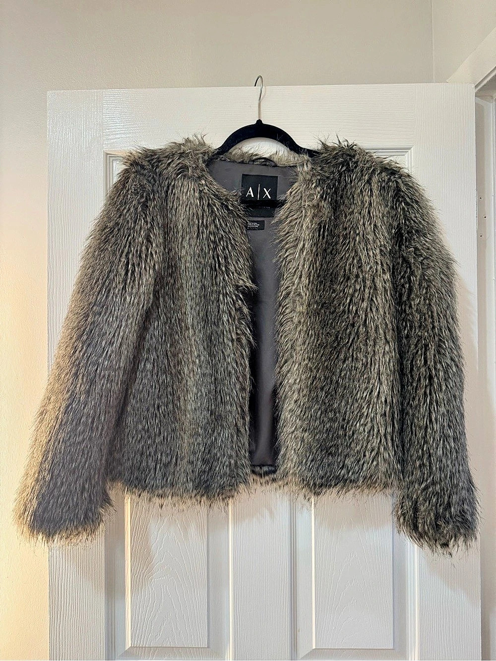 Armani Exchange Faux Fur Jacket in Brown & Gray Size Medium